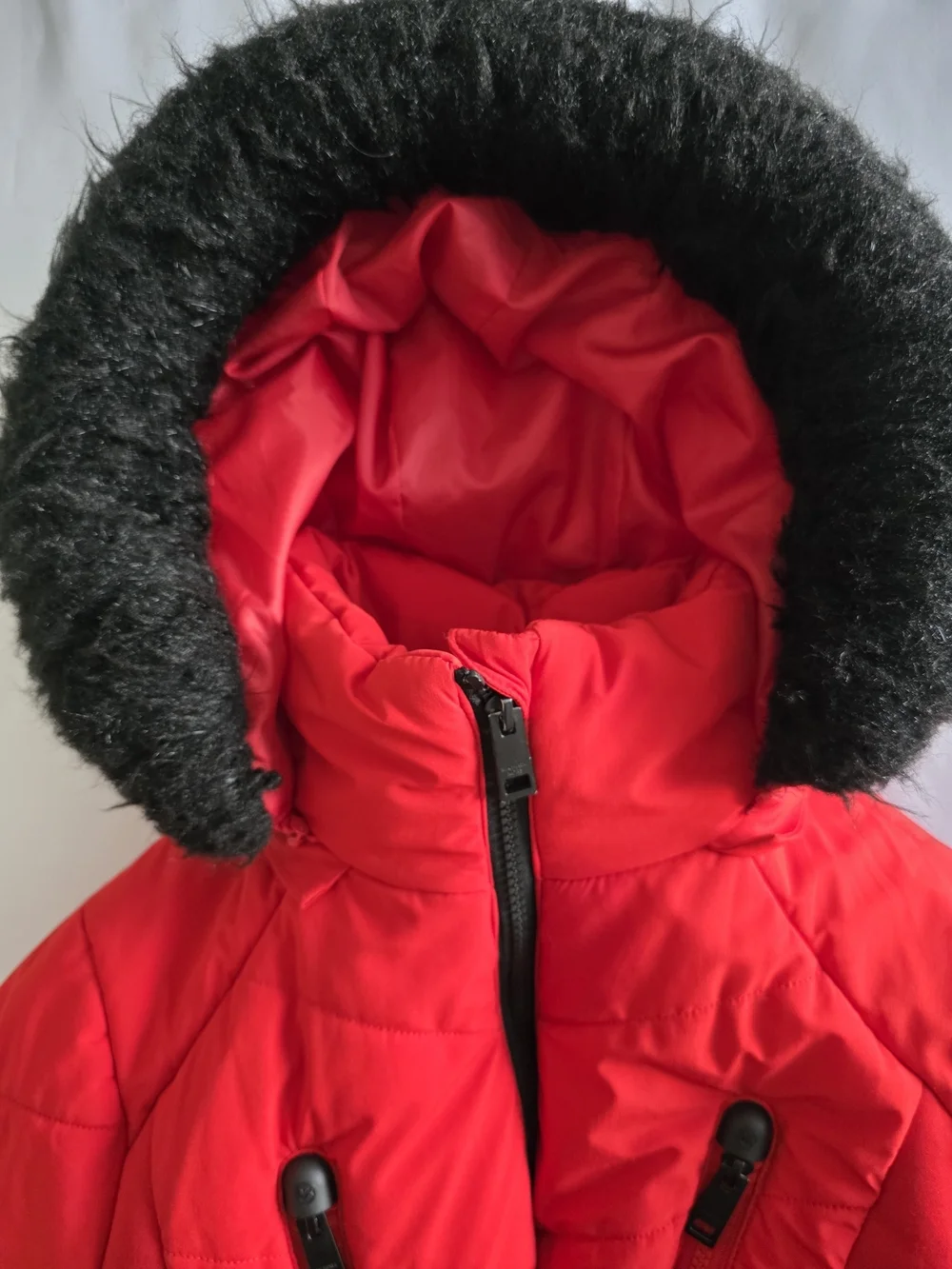 Michael Kors Red Puffer Jacket Belted Hooded M RRP $350 EUC